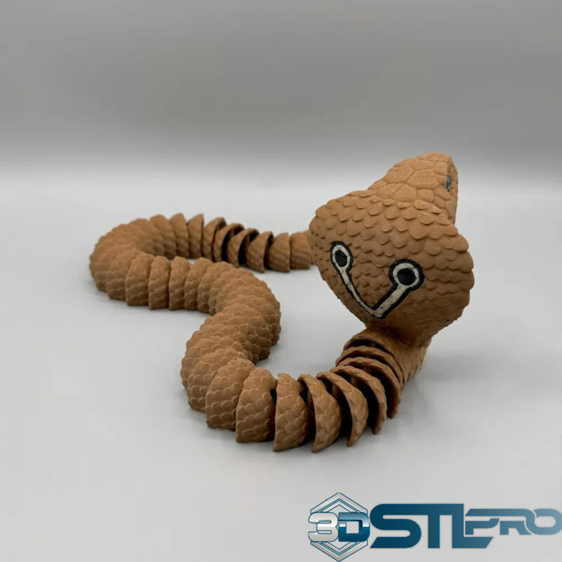 Articulated Cobra Snake 8mm Glass Eye STL File