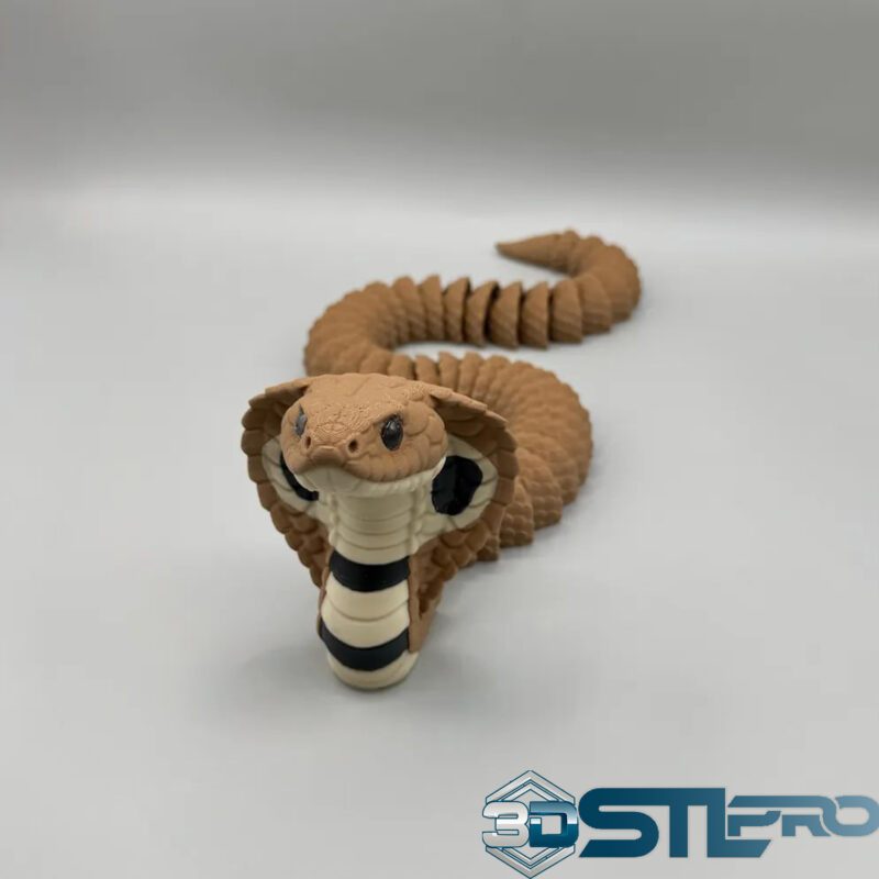 Articulated Cobra Snake 8mm Glass Eye STL File