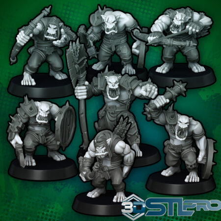 Malicious Minis Fantasy Orc Pack STL File 3D Printable Orc Figures