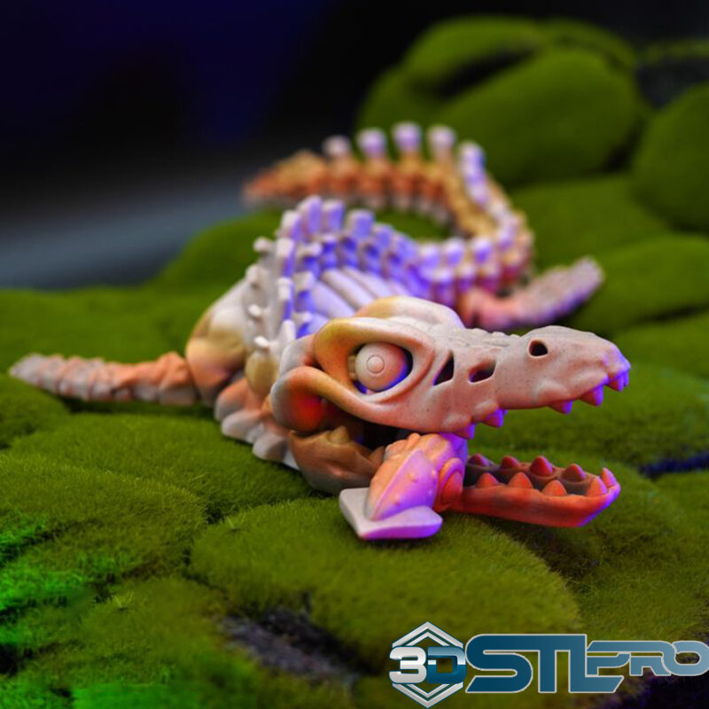 Skeleton Mosasaurus vs Squid STL File