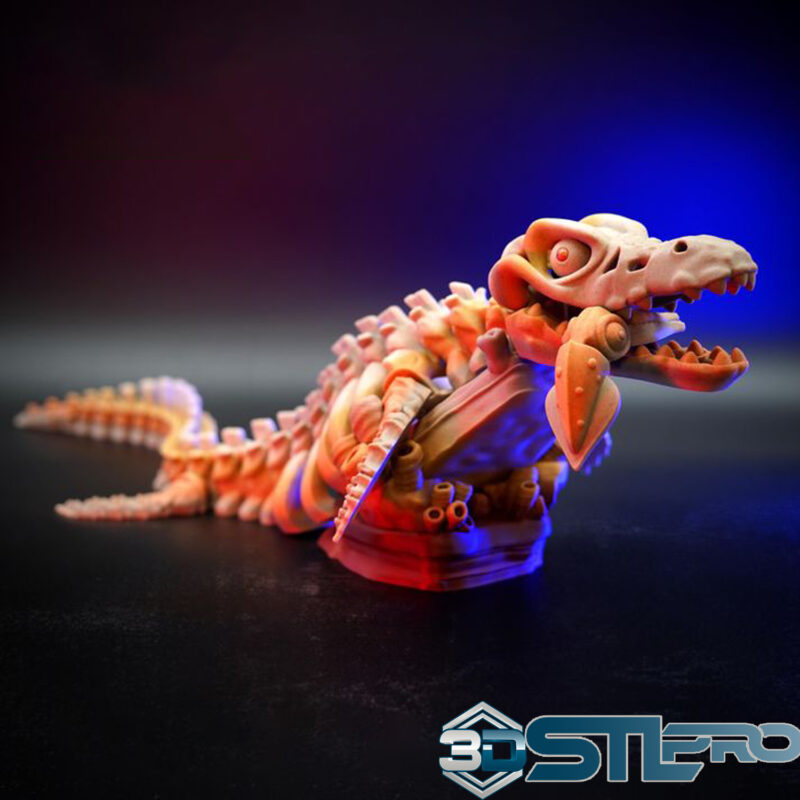 Skeleton Mosasaurus vs Squid STL File
