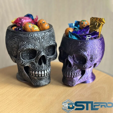 Sugar Skull Halloween Candy Bowl STL File