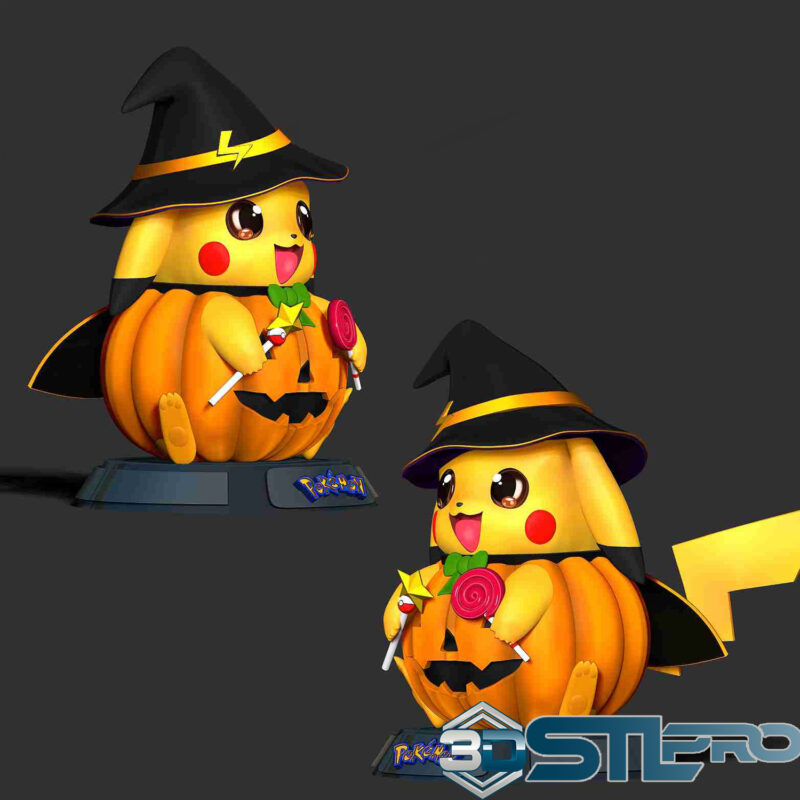 Pikachu Witch STL File Halloween Pokémon 3D Print Model - Image 3
