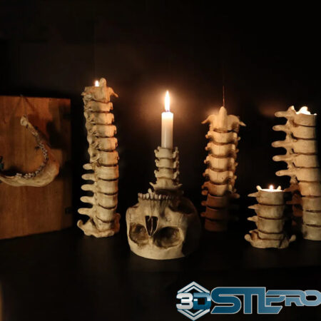 Skull and Bones Candleholder Collection STL File Gothic & Halloween 3D Print